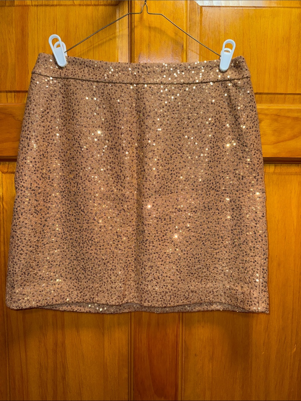 LOFT Tan Sequin A-Line Skirt